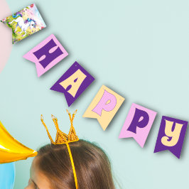 パステルユニコーンの魔法のカスタム誕生日フォト バンティングフラッグ