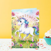 パステルユニコーンの魔法のカスタム誕生日写真 招待状