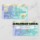 パステルユニコーンアクア液体金ゴールド大理石クレジットカード 名刺 (正面/裏面)