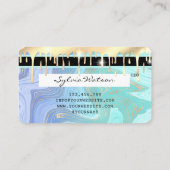 パステルユニコーンアクア液体金ゴールド大理石クレジットカード 名刺 (裏面)