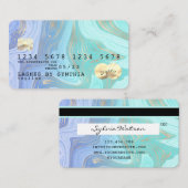 パステルユニコーンアクア液体金ゴールド大理石クレジットカード 名刺 (正面/裏面)