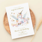 パステルユニコーンアンドレインボーマジカル誕生日 招待状