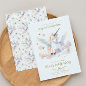 パステルユニコーンアンドレインボーマジカル誕生日 招待状