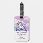 パステルユニコーンカラフル雲カスタム雲 ラゲッジタグ (裏面縦)