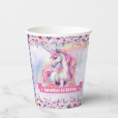 パステルユニコーンガール誕生日魔法ユニコーン 紙コップ (正面)