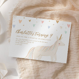 パステルユニコーンガール誕生日 招待状