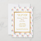 パステルユニコーンシェブロン金ゴールドすべての行事RSVP 招待状 (正面)