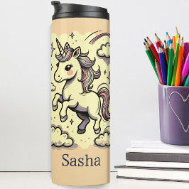 パステルユニコーンスパークルレインボー名前をカスタムする タンブラー
