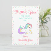 パステルユニコーンスプリンクルベビーシャワーサンキューカード サンキューカード (スタンド正面)