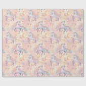 パステルユニコーンズモーンズガールズ誕生日ベビーシャワー ラッピングペーパー (フラット)