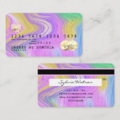 パステルユニコーンピンクと金ゴールドマーブルクレジットカード 名刺 (正面/裏面)