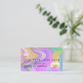 パステルユニコーンピンクと金ゴールドマーブルクレジットカード 名刺 (スタンド正面)