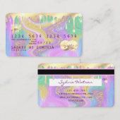 パステルユニコーンピンクと金ゴールドマーブルクレジットカード 名刺 (正面/裏面)