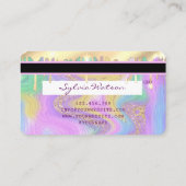 パステルユニコーンピンクと金ゴールドマーブルクレジットカード 名刺 (裏面)