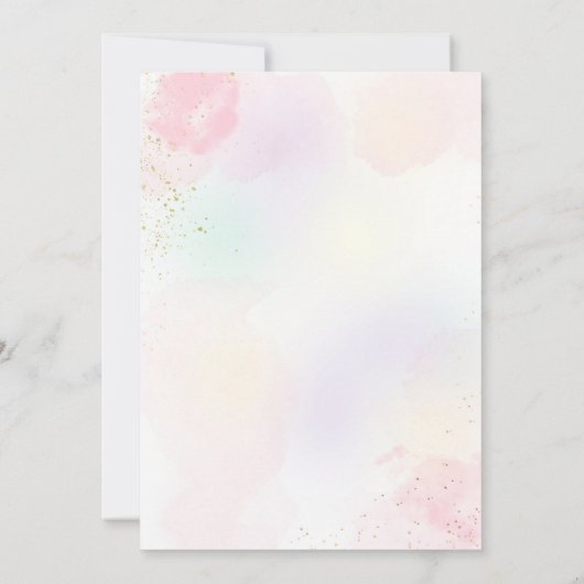 パステルユニコーンフォーエバーマジカル4歳の誕生日 招待状 (裏面)