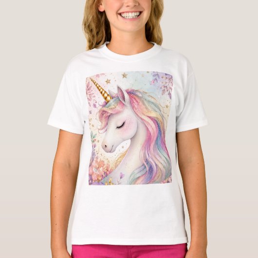 パステルユニコーンフローラル Tシャツ (正面)