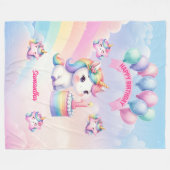 パステルユニコーンブランケットガール1st誕生日プレゼント フリースブランケット (正面(横))