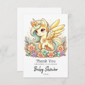 パステルユニコーンベビーシャワー サンキューカード (正面/裏面)