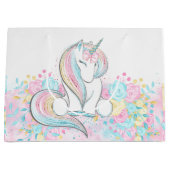パステルユニコーンベビーシャワー ラージペーパーバッグ (正面)