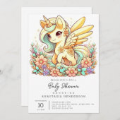 パステルユニコーンベビーシャワー 招待状 (正面/裏面)