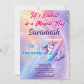 パステルユニコーンマジカル7thバースデーパーティー 招待状 (正面)