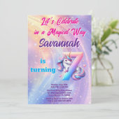 パステルユニコーンマジカル7thバースデーパーティー 招待状 (スタンド正面)