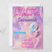 パステルユニコーンマジカル8thバースデーパーティー 招待状 (正面)