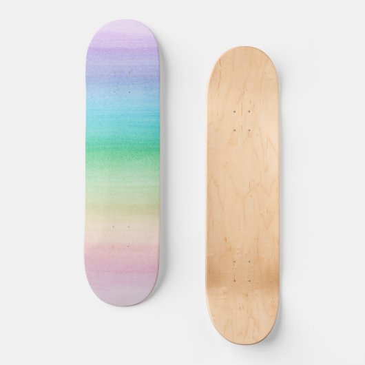 パステルユニコーンレインボーウォーターカラードリーム#1 スケートボード (正面)