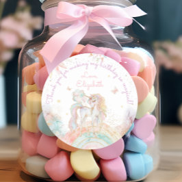 パステルユニコーンレインボーガール誕生日サンキューユー ラウンドシール