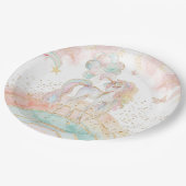 パステルユニコーンレインボー誕生日 ペーパープレート (アングル)