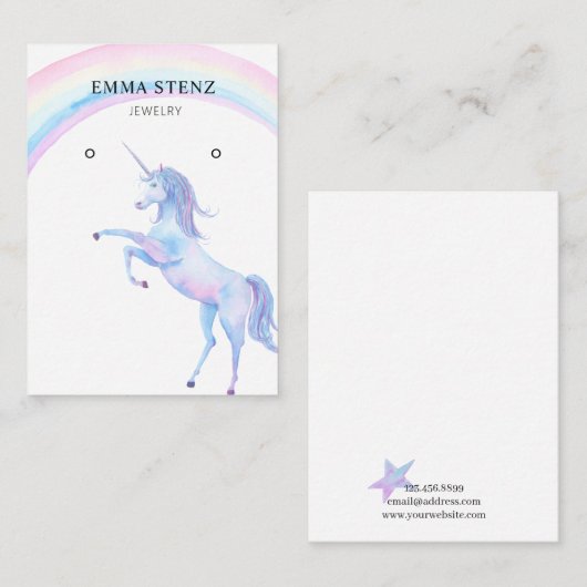 パステルユニコーンレインボー・イヤリングディスプレイカード 名刺 (正面/裏面)