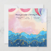 パステルユニコーン子供の誕生日招待状 招待状 (裏面)