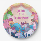 パステルユニコーン子供の誕生日 ペーパープレート (正面)