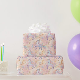 パステルユニコーン月乙女誕生日・ベビーシャワー ラッピングペーパー