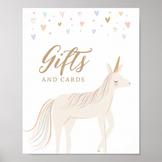 パステルユニコーン誕生日カードとギフトサイン ポスター (正面)