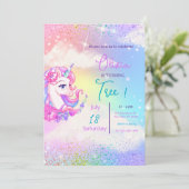 パステルユニコーン誕生日招待状バースデーパーティー 招待状 (スタンド正面)