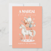 パステルユニコーン誕生日 招待状 (正面)