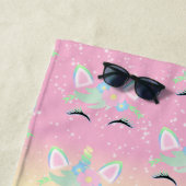 パステル🦄ユニコーン顔パターン  ビーチタオル (インサイチュ)