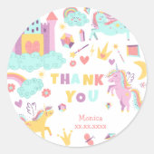パステルユニコーン魔法は全のまわりに誕生日 ラウンドシール (正面)