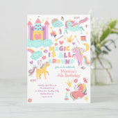 パステルユニコーン魔法は全のまわりに誕生日 招待状 (スタンド正面)