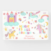 パステルユニコーン魔法は全のまわりに誕生日 横断幕 (横)