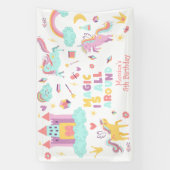 パステルユニコーン魔法は全のまわりに誕生日 横断幕 (縦)