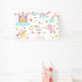 パステルユニコーン魔法は全のまわりに誕生日 横断幕 (インサイチュ)