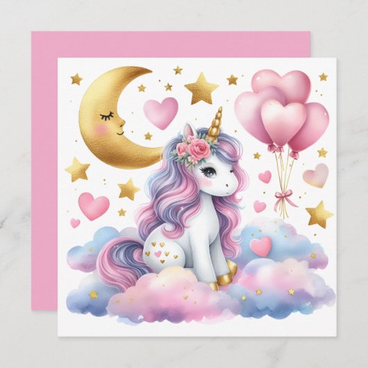 パステルユニコーン 招待状 (正面/裏面)