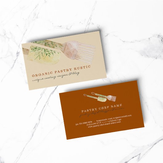 パステルユニークカラーペストリーケーキベーカリー調理器シェフ 名刺