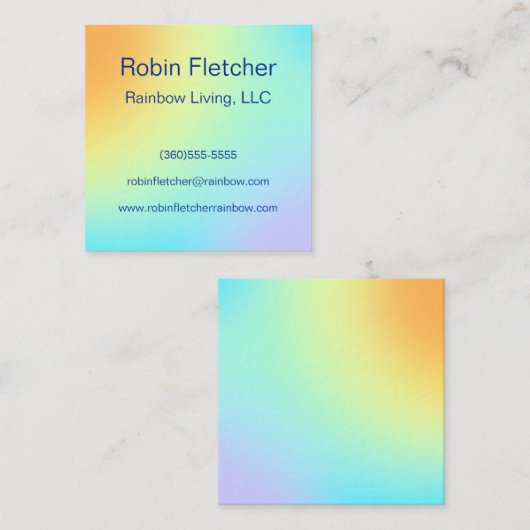 パステルユニークレインボーグラデーション スクエア名刺 (正面/裏面)