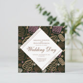 パステルユニーク抽象芸術ワンラインアート結婚ズ 招待状 (スタンド正面)