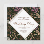 パステルユニーク抽象芸術ワンラインアート結婚ズ 招待状 (正面)