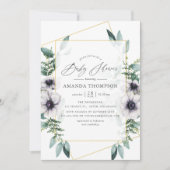 パステルユーカリプタスアネモネジオメトリックベビーシャワー 招待状 (正面)