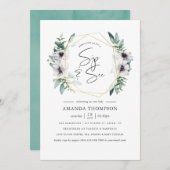 パステルユーカリプタスアネモネ幾何学園区と参照 招待状 (正面/裏面)